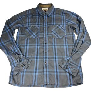 Simms Shirt Mens Medium Blue Gray Plaid Button Front Long Sleeve Outdoor Fishing